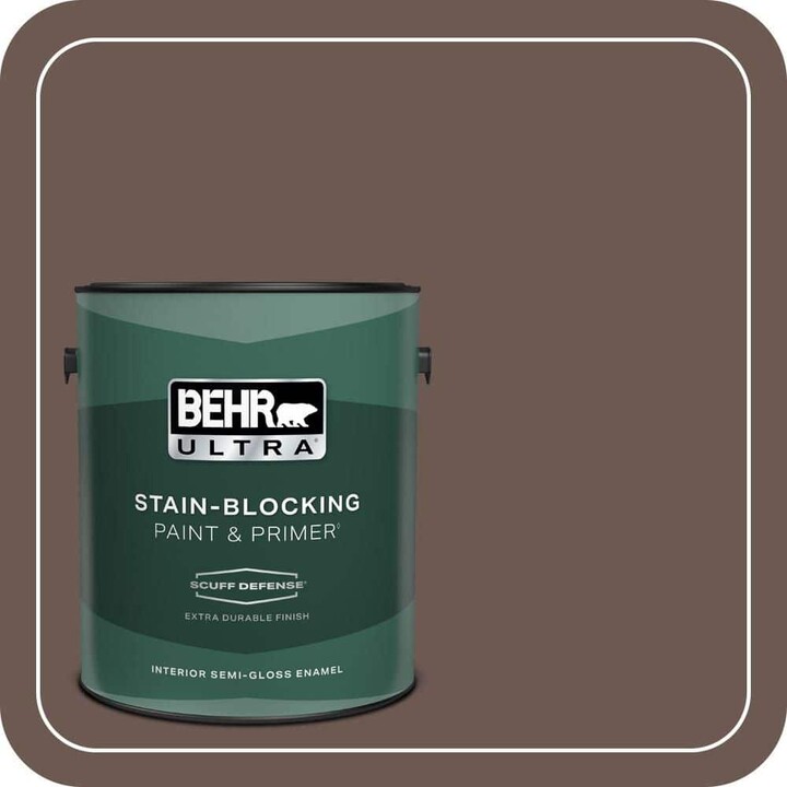 BEHR ULTRA 1 gal. #N180-7 Oiled Teak Extra Durable Semi-Gloss Enamel Interior Paint & Primer