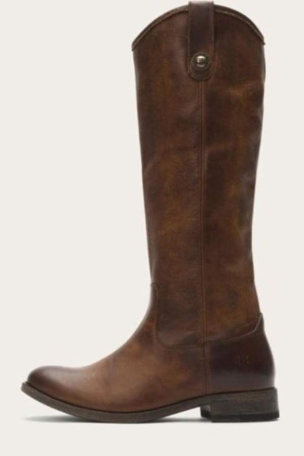 Frye Melissa Button Slate Extended Calf Fashion Look Featuring