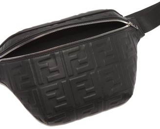 Fendi Belt Ff-embossed Leather Cross-body Bag - Black