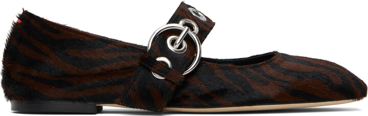 AEYDĒ Black & Brown Uma Eyelet Mary-Jane Ballerina Flats