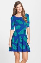 Thumbnail for your product : Plenty by Tracy Reese 'Lisa' Leaf Print Fit & Flare Sweater Dress (Regular & Petite)
