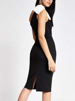 Thumbnail for your product : River Island One Shoulder Bow Bodycon Midi Dress - Black