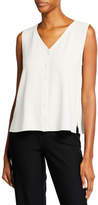 Thumbnail for your product : Eileen Fisher Plus Size V-Neck Button-Front Sleeveless Silk Georgette Crepe Top