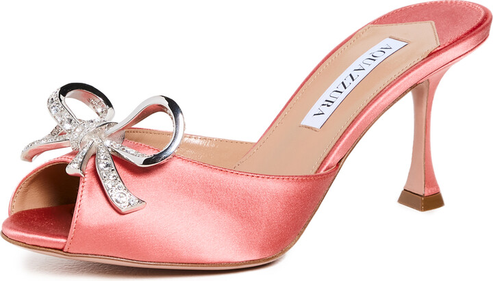 Aquazzura Carrie Crystal Satin Bow Mules 75mm - ShopStyle