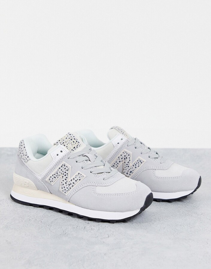New Balance 574 animal sneakers in white and leopard - exclusive ShopStyle