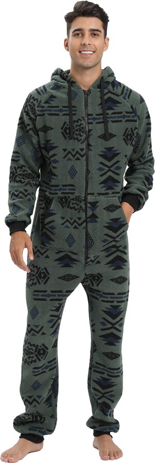 Herren Jumpsuit Pyjama Mit Kapuze - Warmer Overall Aus French Terry
