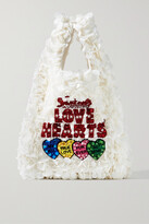 Thumbnail for your product : Anya Hindmarch Embellished Recycled Satin Tote - White