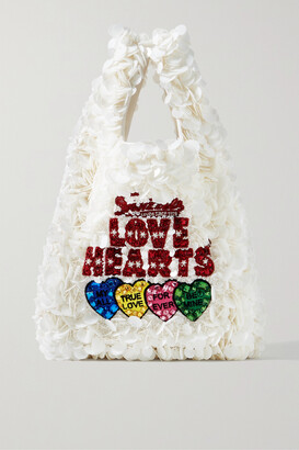 Anya Hindmarch Embellished Recycled Satin Tote - White