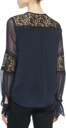 Rebecca Taylor Silk Lace-Inset Blouse