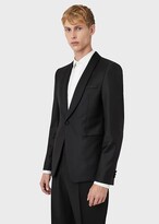Thumbnail for your product : Emporio Armani Worsted virgin wool jacket with satin shawl lapels