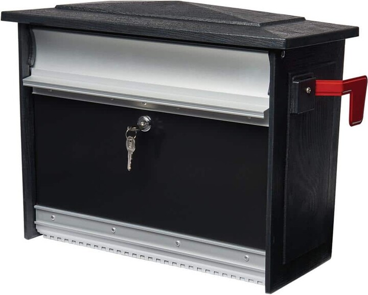 Architectural Mailboxes Mailsafe Black, Medium, Aluminum and Plastic, Locking, Wall Mount Mailbox