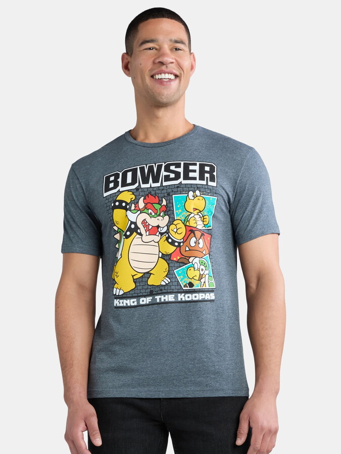 Nintendo Bowser Men's & Big Men's Graphic Tee with Short Sleeves, Sizes S-3XL