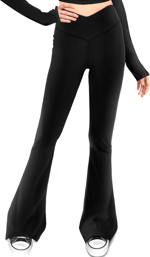 VICUR Women's Casual Bootleg Yoga Pants V Crossover High Waisted Flare