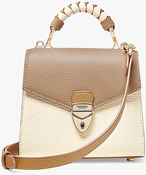 Aspinal of London Womens Taupe Mayfair Mini 2.0 Leather Shoulder Bag