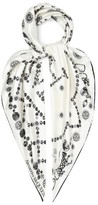 Thumbnail for your product : Alexander McQueen Jewel-print Silk Satin-twill Scarf - White Black