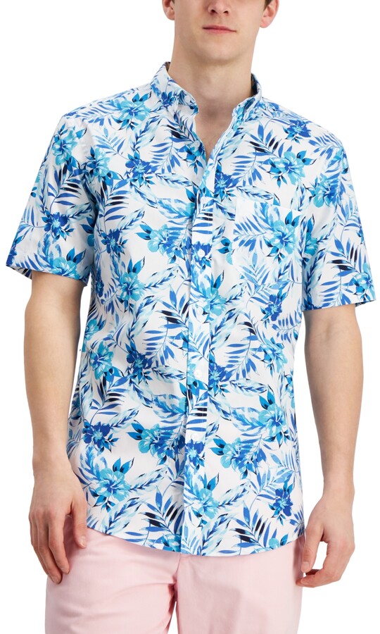 pipigo Mens Short Sleeve Business Floral Print Lapel Neck Polo Shirts Top Tee T-Shirts 