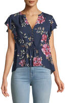 Thumbnail for your product : Joie Crisbell V-Neck Floral-Print Silk Top