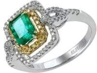 Effy Brasilica 14Kt. Yellow and White Gold Emerald Diamond Ring