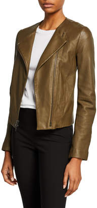 Vince Cross-Front Leather Moto Jacket