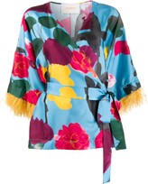 Thumbnail for your product : La DoubleJ x Mantero Prom Azzurro print kimono top