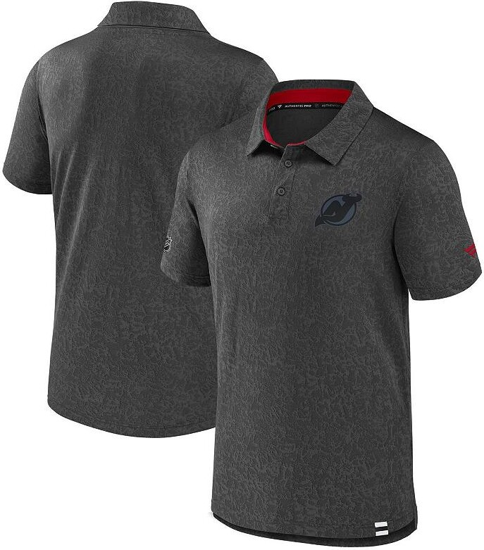 Men's Fanatics Black New Jersey Devils Authentic Pro Tonal Logo Jacquard Polo