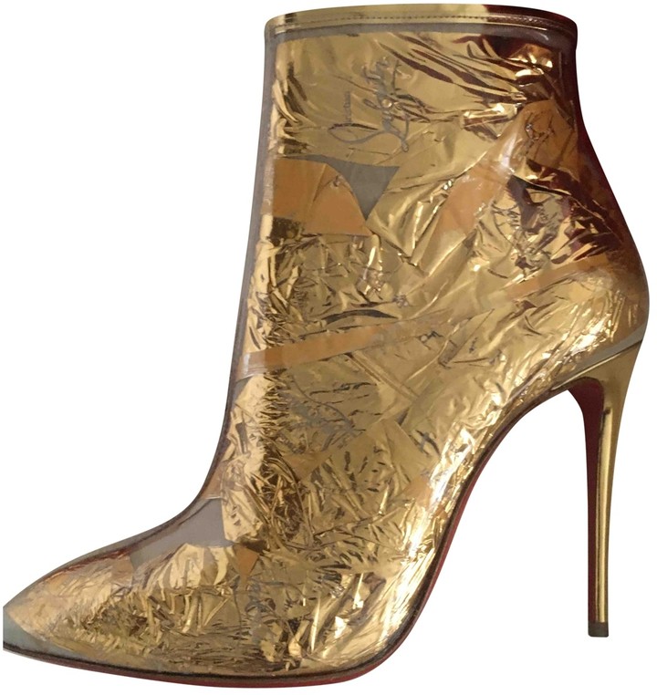 Christian Louboutin So Kate Booty Gold Leather Ankle boots - ShopStyle