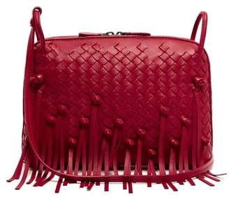 Bottega Veneta Nodini Intrecciato Fringed Leather Cross Body Bag - Womens - Red