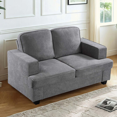 Tech Cube Modern Velvet Loveseat Comfortable 2 Seater Couch With Deep Seating And High-Density Foam Loose Back Cushions Wide Arms Living Room Furniture For