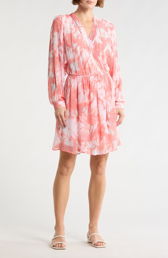 BOSS ORANGE Print Long Sleeve Faux Wrap Dress