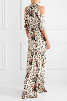Thumbnail for your product : Erdem Annaliese Cold-shoulder Floral-print Silk Crepe De Chine Gown - White