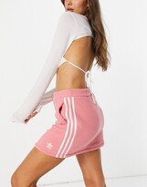 Thumbnail for your product : adidas adicolor three stripe fleece mini skirt in hazy rose