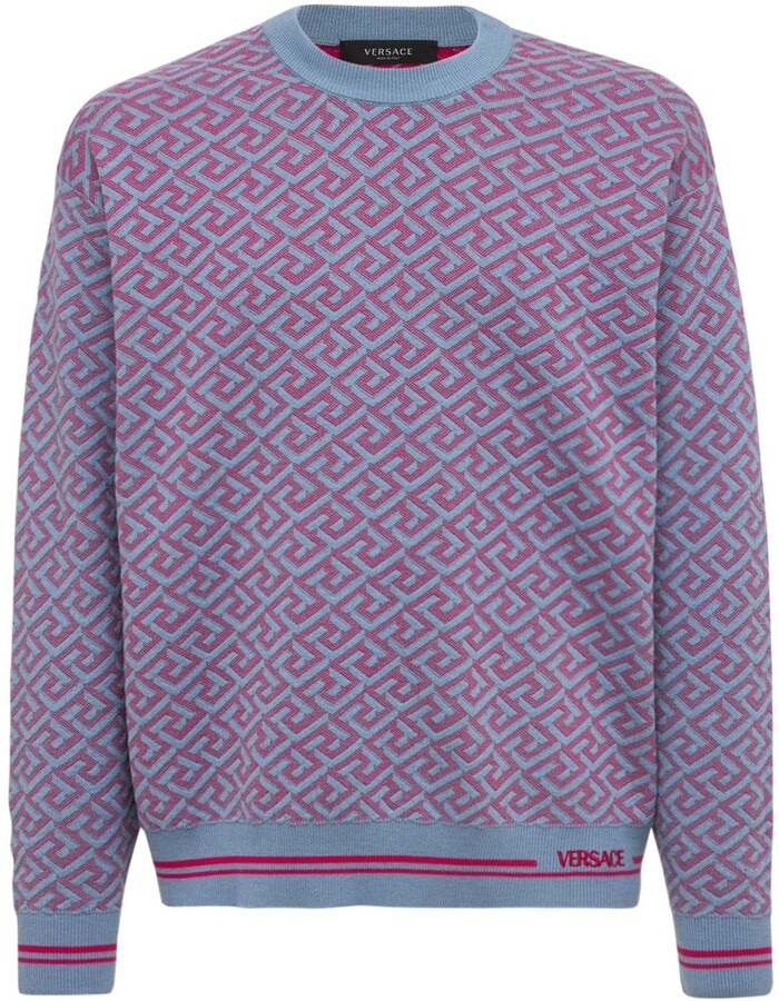 Versace Patchwork Wool Knit Jacquard Sweater - ShopStyle