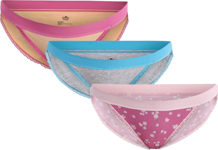 Way to Celebrate Women’s Bikini Panties with Lace Trim, 3-Pack, Sizes S-XXL