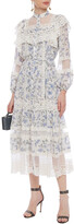 Thumbnail for your product : Zimmermann Corded Lace, Point D'esprit And Floral-print Georgette Midi Dress