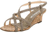 Thumbnail for your product : Manolo Blahnik Raffia Multistrap Wedge Sandals