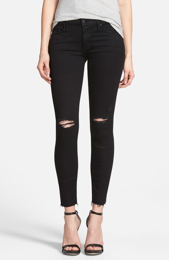 Mother The Looker Frayed Ankle Skinny Jeans
