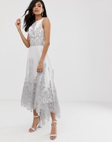 Thumbnail for your product : Chi Chi London Tall Chi Chi London Tall premium lace midi dress with dip hem in white