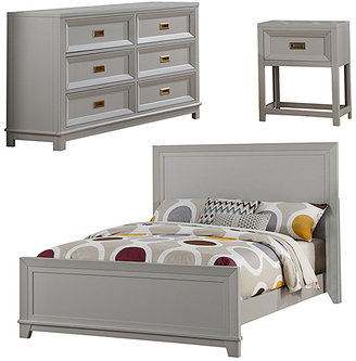 Gray Victoria Kids Full Size Panel Bed Set