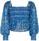 Thumbnail for your product : Rixo Eloise graphic print ruched top