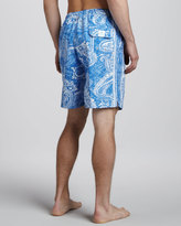 Thumbnail for your product : Peter Millar Paisley Swim Trunks, Navy