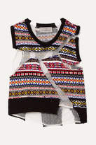 Thumbnail for your product : Preen by Thornton Bregazzi Paneled Intarsia Cotton And Point D'esprit Tulle Sweater - Black