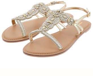 Monsoon Marnie Embellished Strap Sandals - Gold