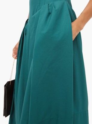 KHAITE Rita Puffed-skirt Cotton-twill Maxi Dress - Green
