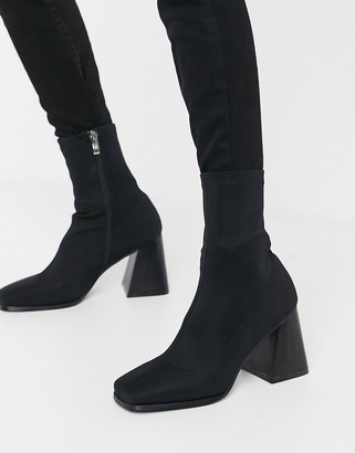 black square toe sock boots