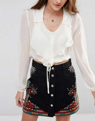 Band of Gypsies Ruffle Front Blouse