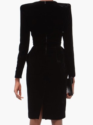 Alexandre Vauthier Brooch-embellished Velvet Mini Dress - Black