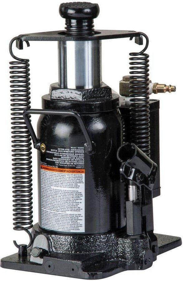 Omega 20-Ton Hydraulic Air/Manual Bottle Jack with Return Springs