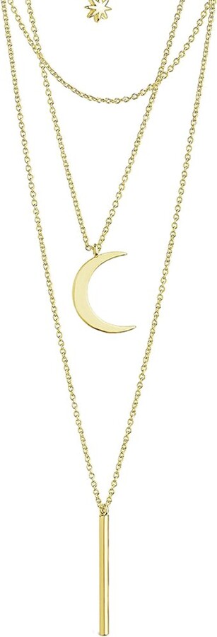 Sterling Forever 14K Gold Plated Sterling Silver Triple Layer Necklace  Spacer