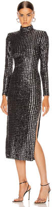 Smythe Sequin Side Slit Dress in Silver Sequin Stripe | FWRD