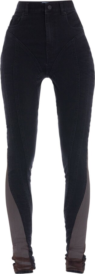 Thierry Mugler High Waist Colorblock Bonded Jersey & Denim Skinny Jeans -  ShopStyle